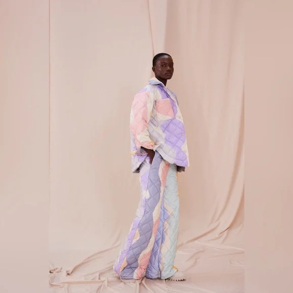 Oopscool - Road Quilted Unisex Pant Colorful Quilted Pant Size S NWT - Picture 3 of 6